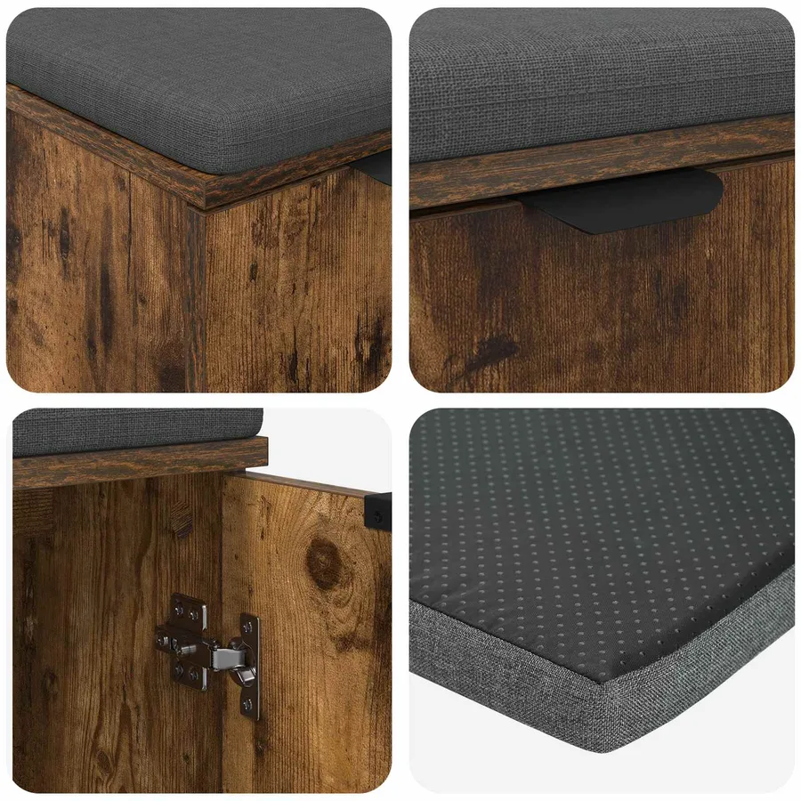 Banc d'entrée avec coussin Chêne Fumé 60 x 38 x 46 cm - 9