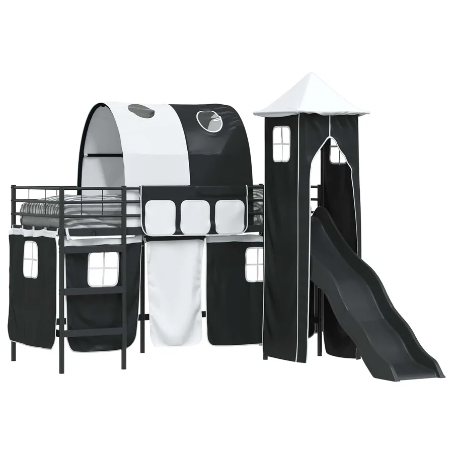 Lit mezzanine pour enfants Uni Noir 75 x 190 cm métal - 2