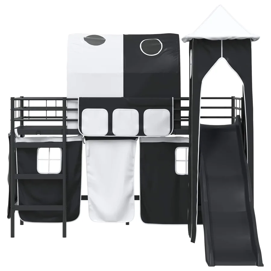 Lit mezzanine pour enfants Uni Noir 75 x 190 cm métal - 6