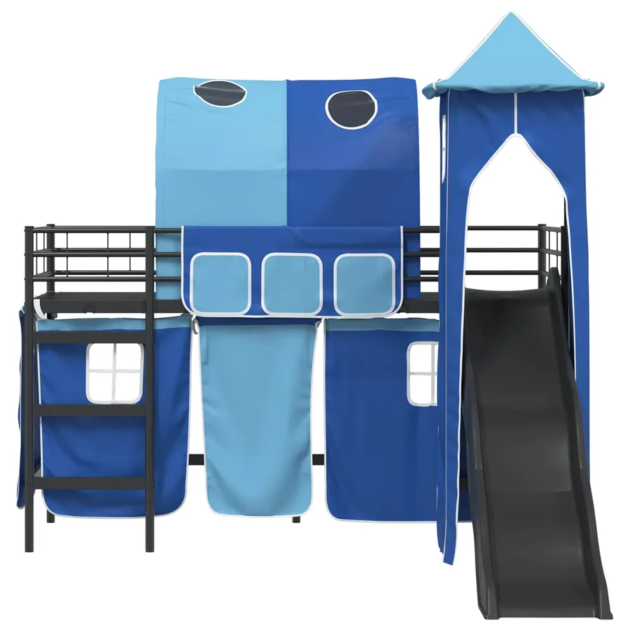 Lit mezzanine pour enfants Uni Noir et Bleu 75 x 190 cm métal - 6