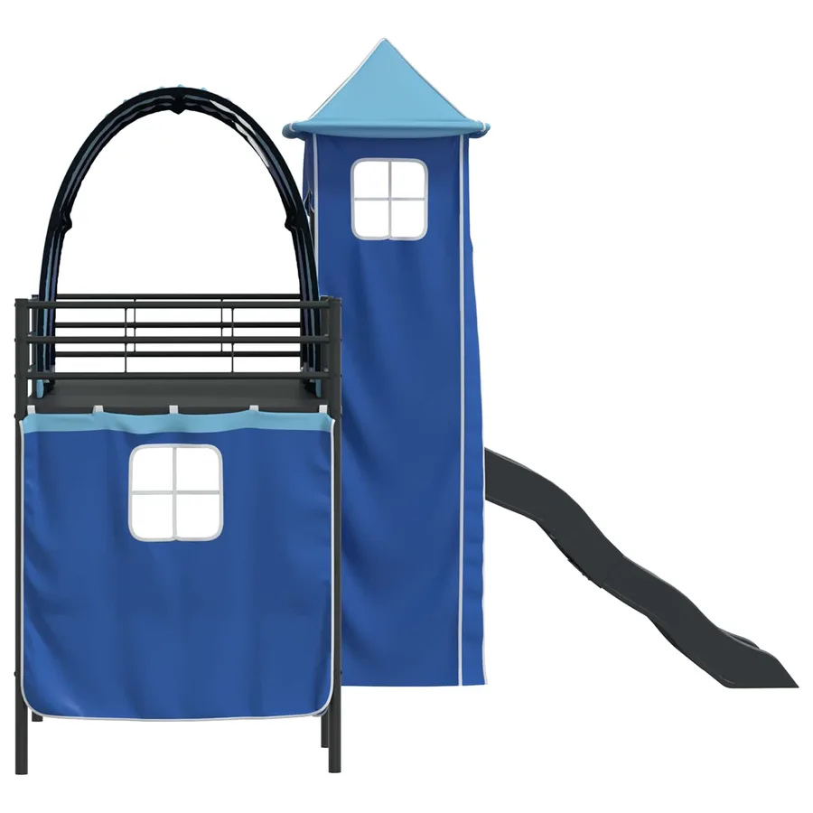 Lit mezzanine pour enfants Uni Noir et Bleu 75 x 190 cm métal - 9