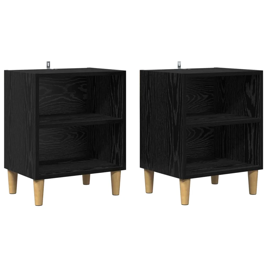 Armoire de lit 2 pcs Chêne noir 40 x 30 x 50 cm - 2