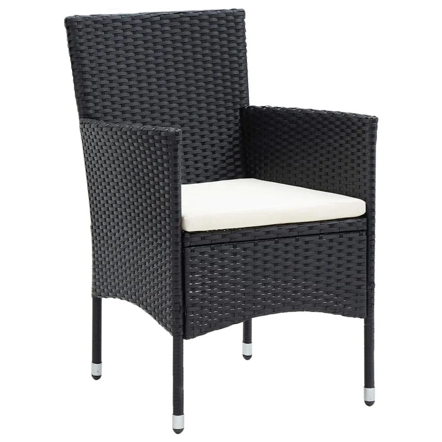 Chaises à manger de jardin lot de 4 Résine tressée Noir - 2