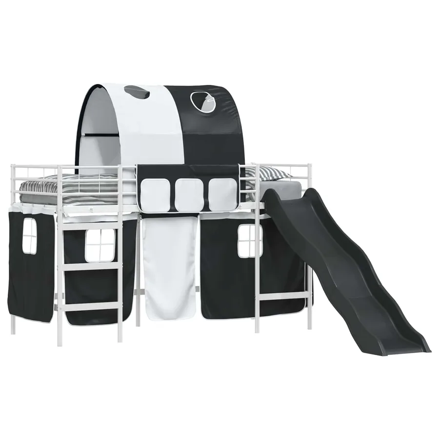 Lit mezzanine pour enfants Blanc et Noir 75 x 190 cm Métал - 2