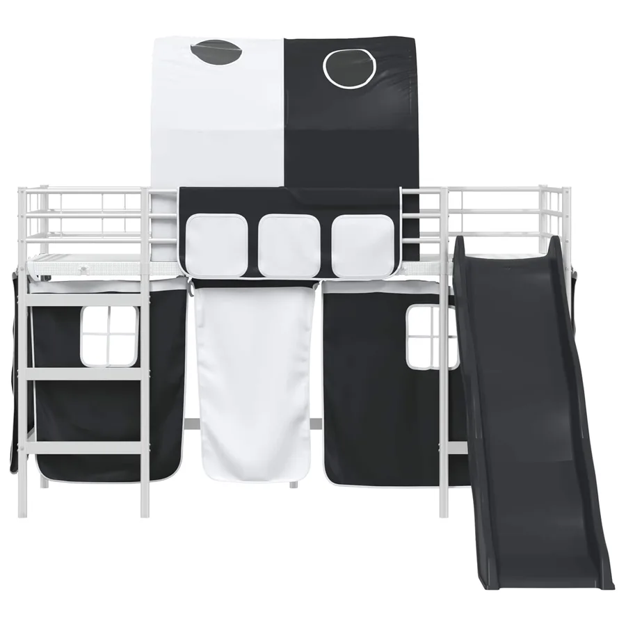 Lit mezzanine pour enfants Blanc et Noir 75 x 190 cm Métал - 6