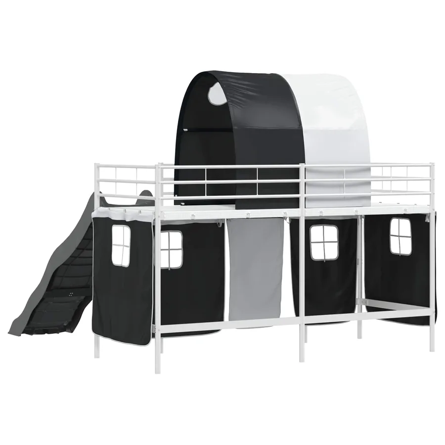 Lit mezzanine pour enfants Blanc et Noir 75 x 190 cm Métал - 8