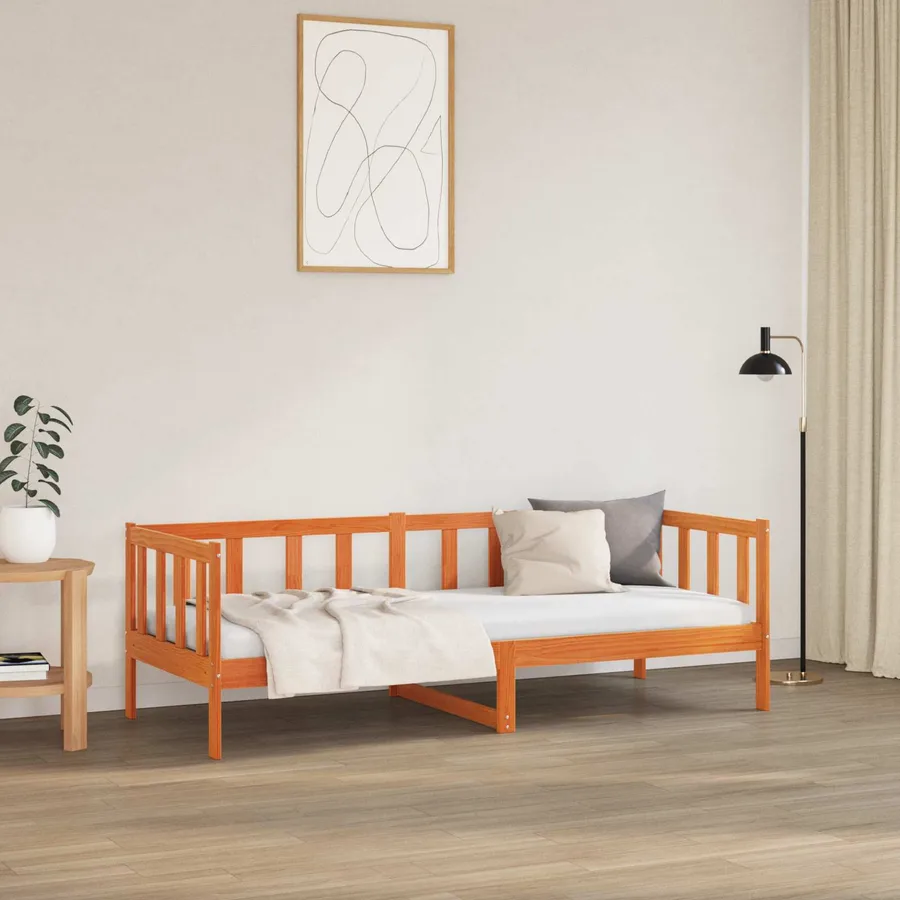 Cadre de lit Cire marron 90 x 190 cm Bois de pin massif - 3