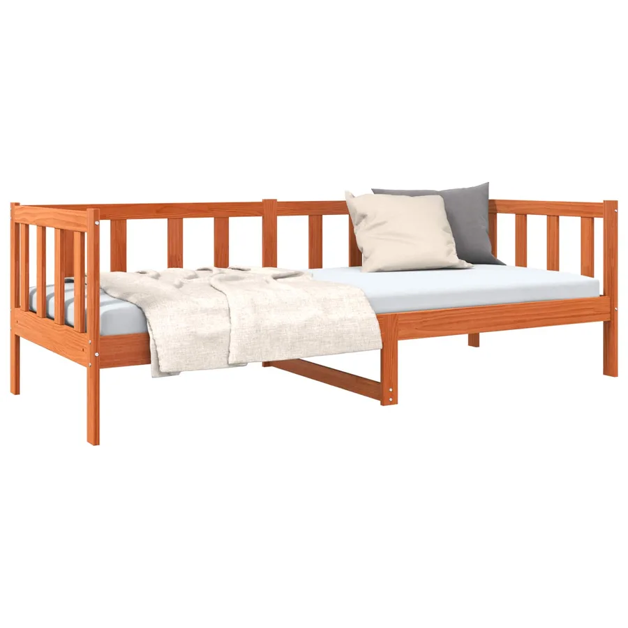 Cadre de lit Cire marron 90 x 190 cm Bois de pin massif - 5