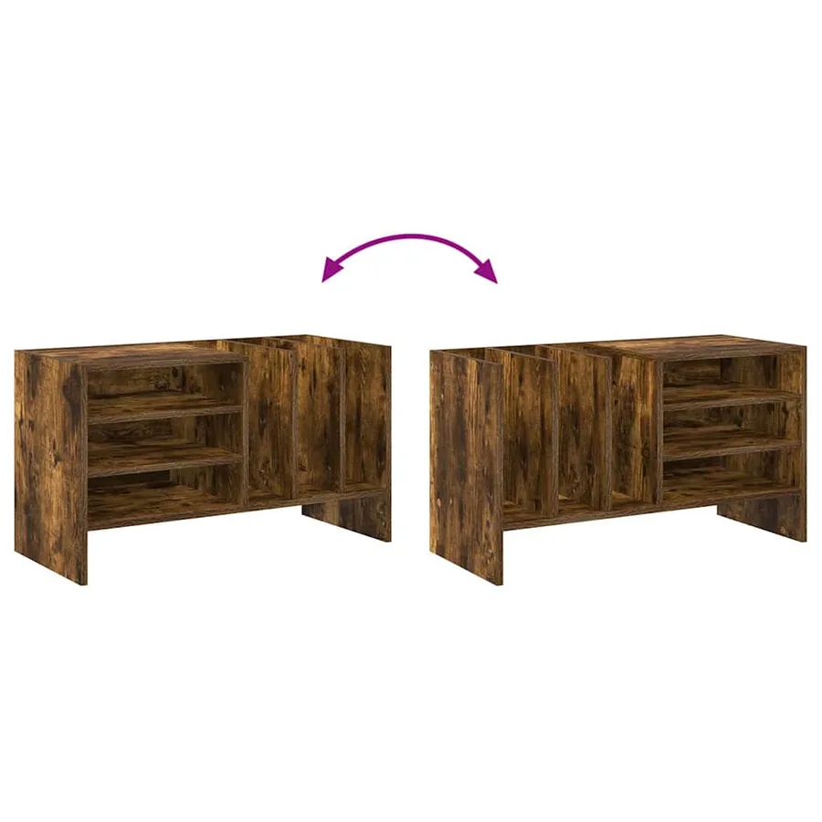 Meuble à vinyles Chêne fumé 78,5 x 35 x 45 cm Bois d'ingénierie - 8