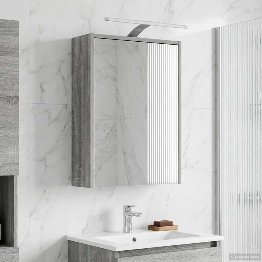 Armoire Miroir de Salle de Bain Gris Sonoma 43 x 16 x 62.5 cm