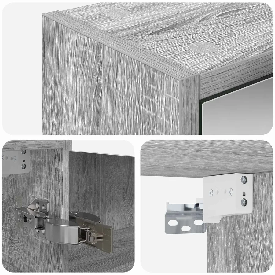 Armoire Miroir de Salle de Bain Gris Sonoma 43 x 16 x 62.5 cm - 10