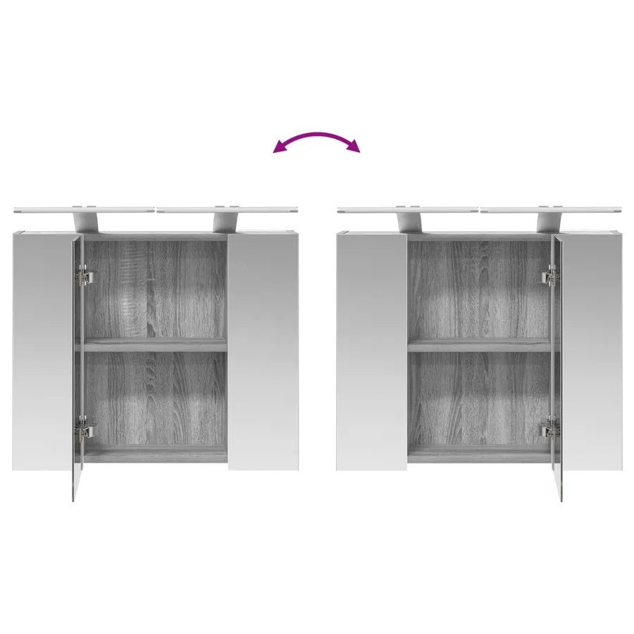 Armoire Miroir de Salle de Bain Gris Sonoma 60 x 14,5 x 50 cm - 12