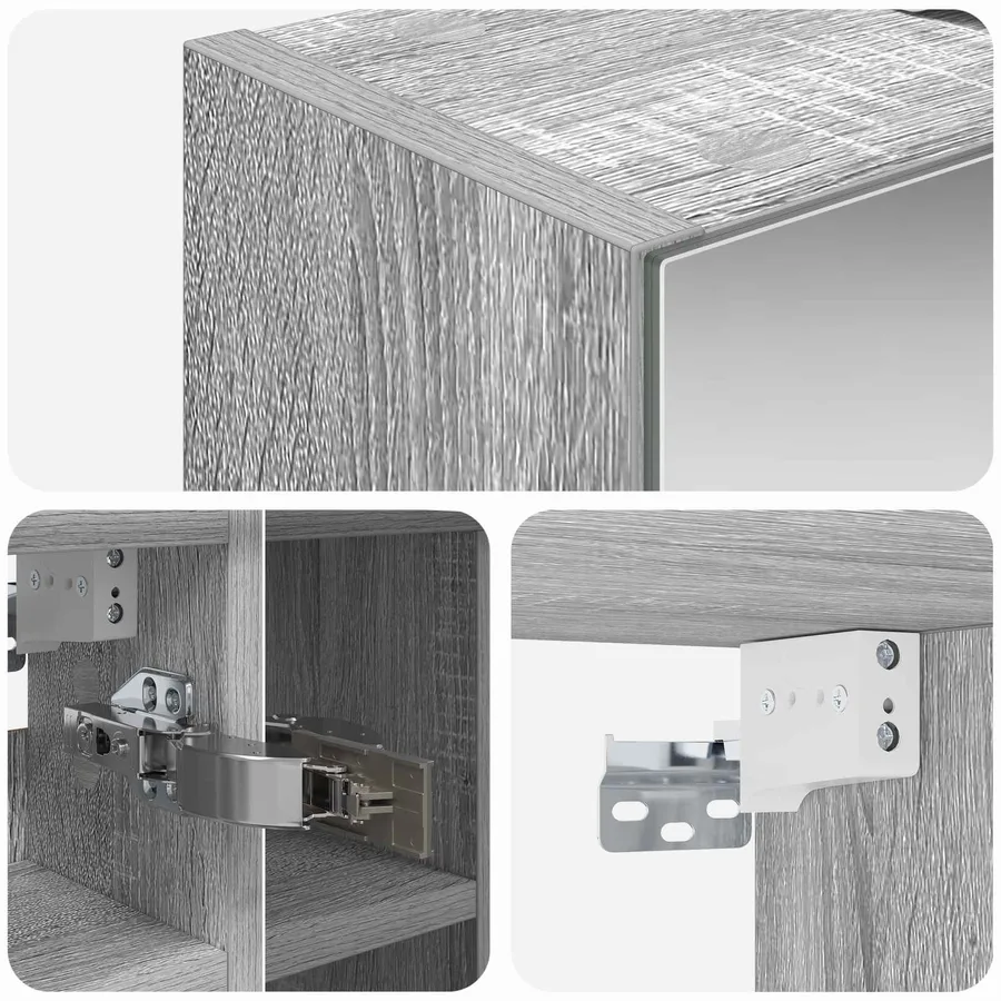 Armoire Miroir de Salle de Bain Gris Sonoma 60 x 14,5 x 50 cm - 8