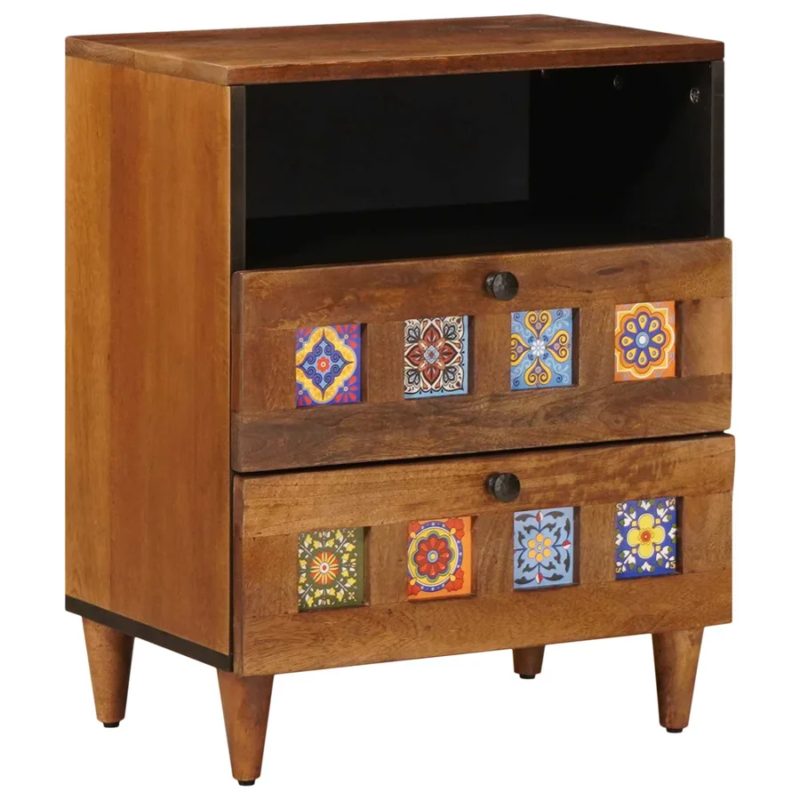 Cabinet de chevet Marron 50 x 33 x 62 cm Bois de mangue massif - 2