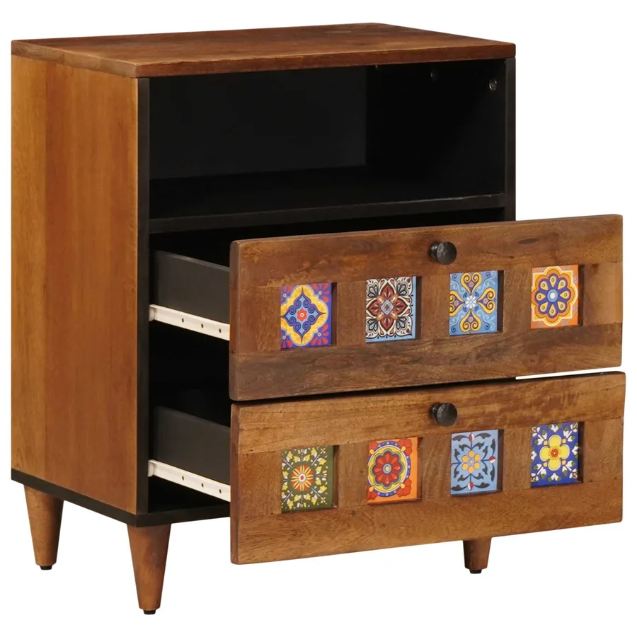 Cabinet de chevet Marron 50 x 33 x 62 cm Bois de mangue massif - 3
