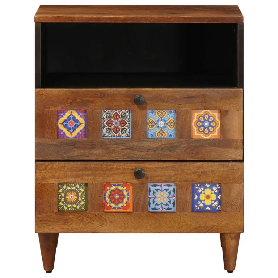 Cabinet de chevet Marron 50 x 33 x 62 cm Bois de mangue massif - 4