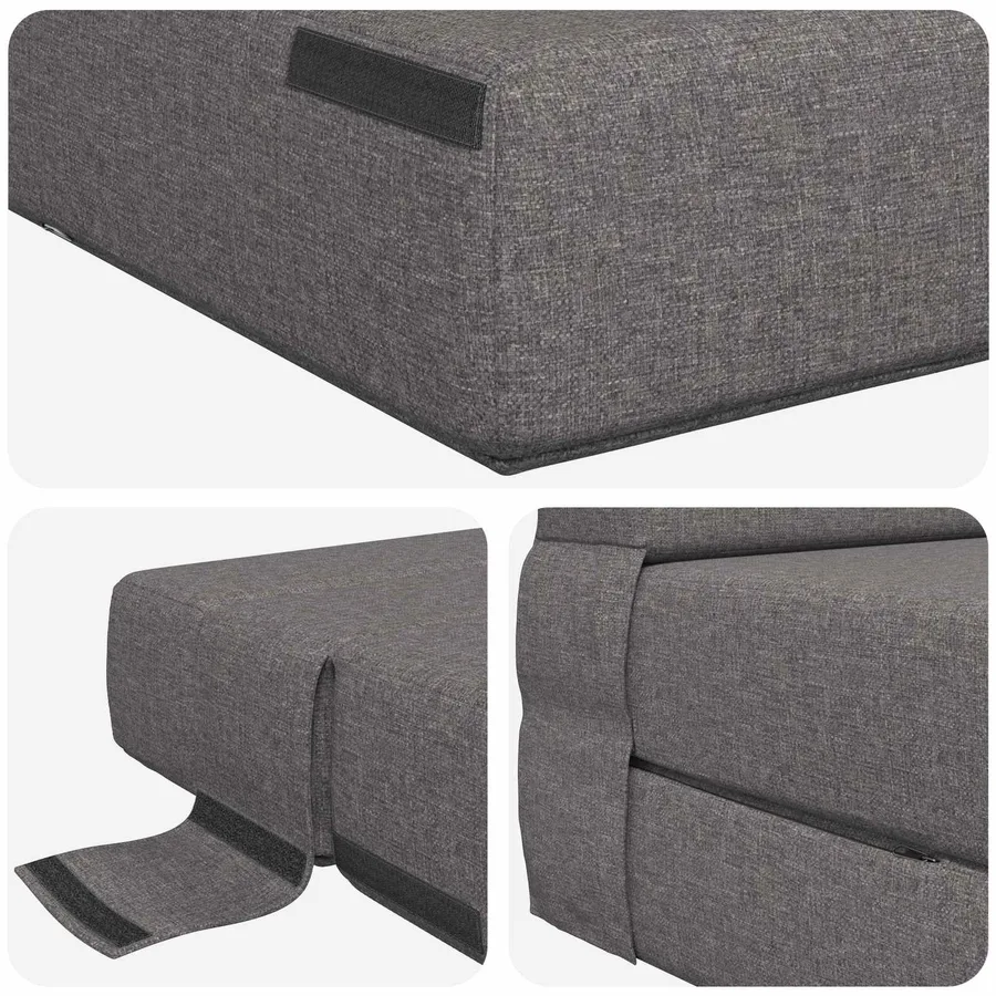 Canapé-lit pliable Gris clair 70 x 80 x 60 cm Tissu - 6