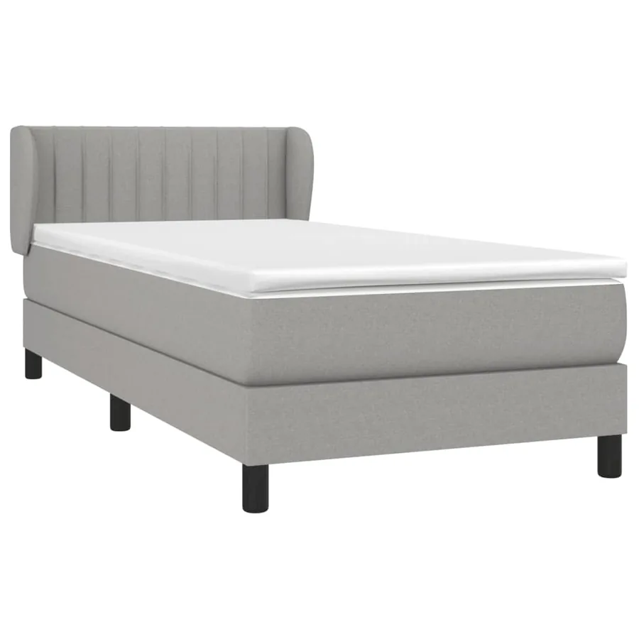 Slatted bed base and mattress Light grey 90x190 cm Fabric - 3