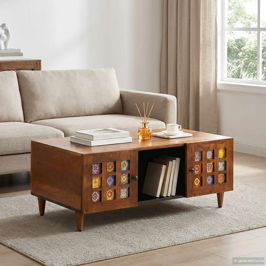 Table basse Marron 100 x 54 x 40 cm Bois de mangue massif