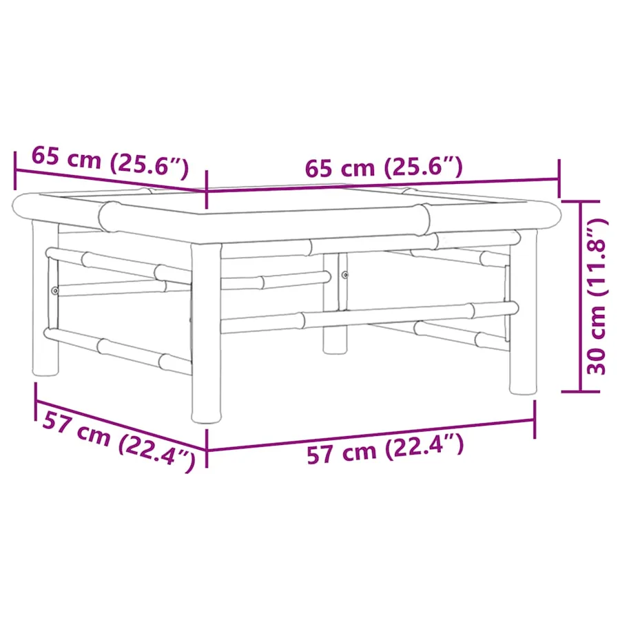 Table de jardin 65x65x30 cm Bambou - 9