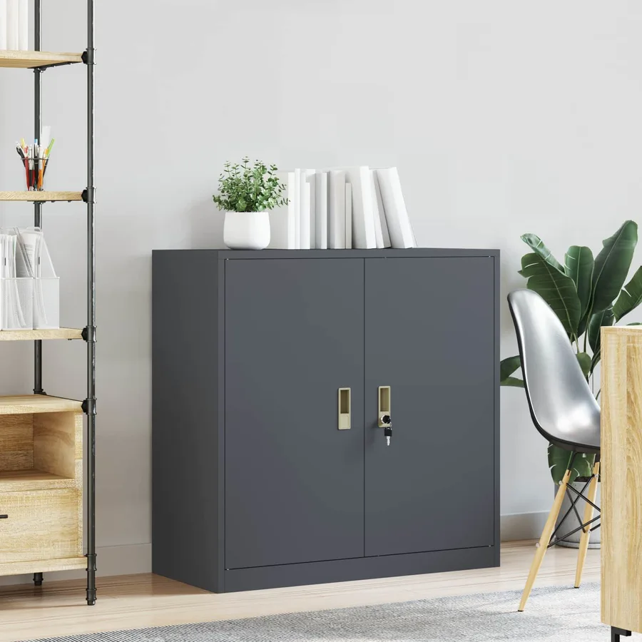 Armoire de rangement Anthracite 90 x 40 x 90 cm Acier - 4