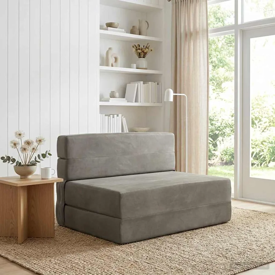 Canapé-lit pliable Gris clair 100 x 80 x 60 cm Tissu