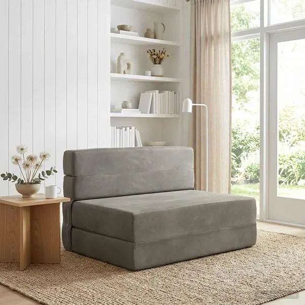Canapé-lit pliable Gris clair 100 x 80 x 60 cm Tissu