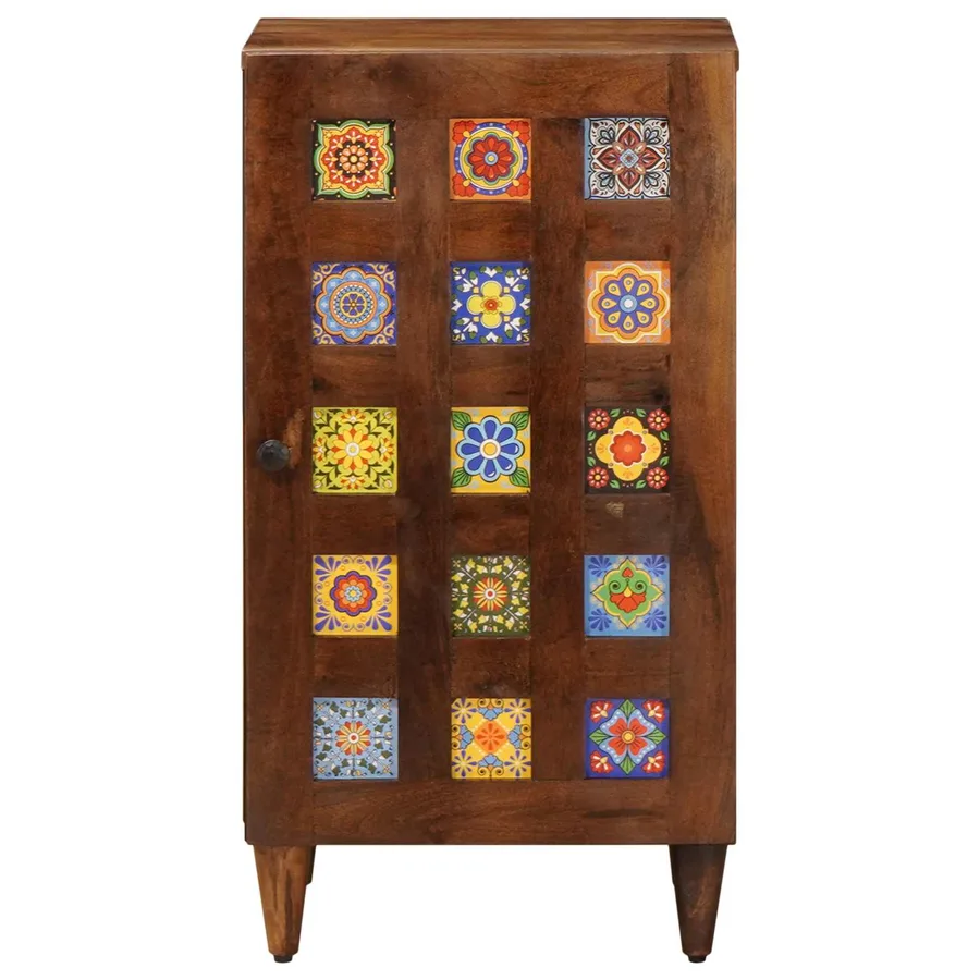 Buffet avec porte Noyer 40 x 33 x 75 cm Bois de mangue massif - 4