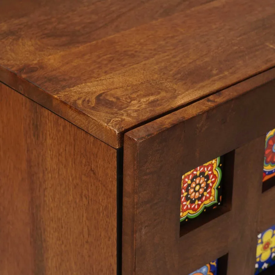 Buffet avec porte Noyer 40 x 33 x 75 cm Bois de mangue massif - 7