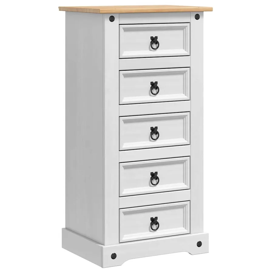 Table de chevet Corona Blanc 53 x 39 x 103 cm Pin massif - 2