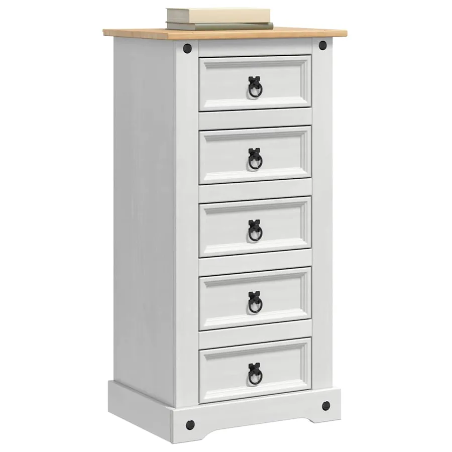 Table de chevet Corona Blanc 53 x 39 x 103 cm Pin massif - 3
