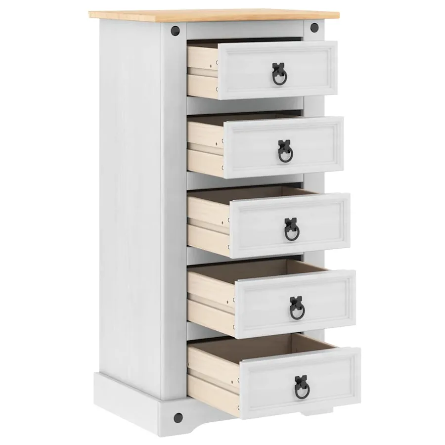 Table de chevet Corona Blanc 53 x 39 x 103 cm Pin massif - 5