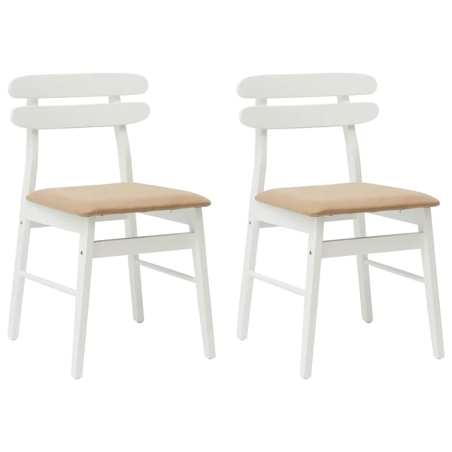 Chaise de salle à manger 2 pcs Blanc et marron - 2