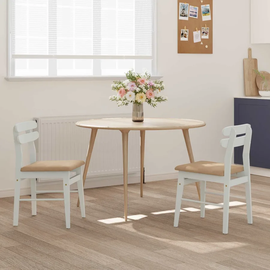 Chaise de salle à manger 2 pcs Blanc et marron - 3