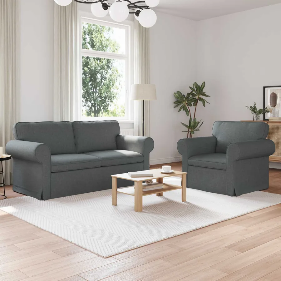 Ensemble de Canapés 2 pcs Gris foncé 175 x 82 x 80 cm tissu