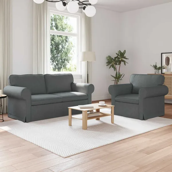 Ensemble de Canapés 2 pcs Gris foncé 175 x 82 x 80 cm tissu