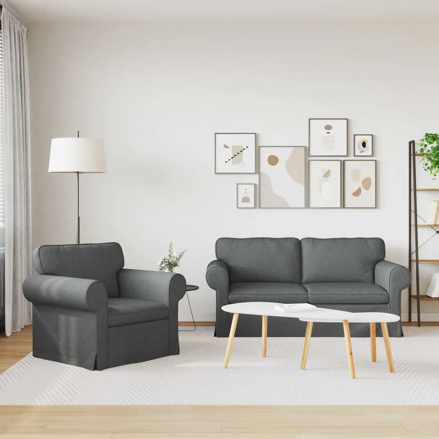 Ensemble de Canapés 2 pcs Gris foncé 175 x 82 x 80 cm tissu - 3