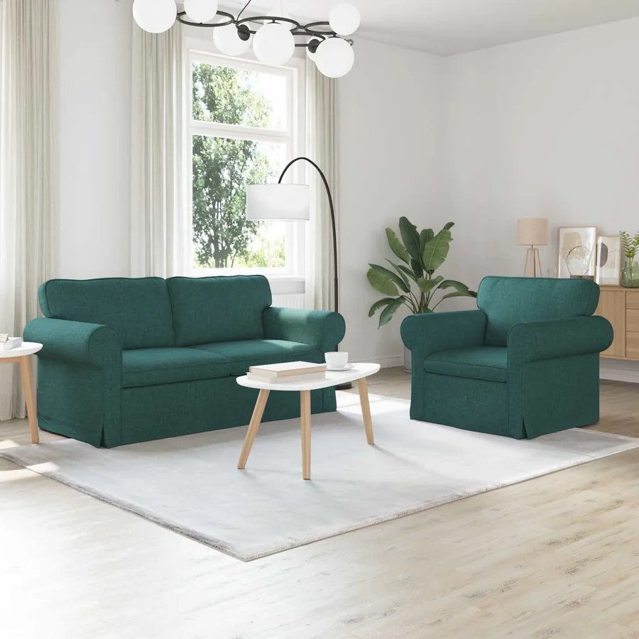 Ensemble de Canapés 2 pcs Vert foncé 175 x 82 x 80 cm tissu