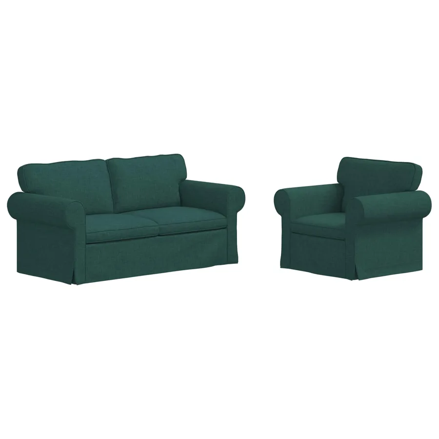 Ensemble de Canapés 2 pcs Vert foncé 175 x 82 x 80 cm tissu - 2