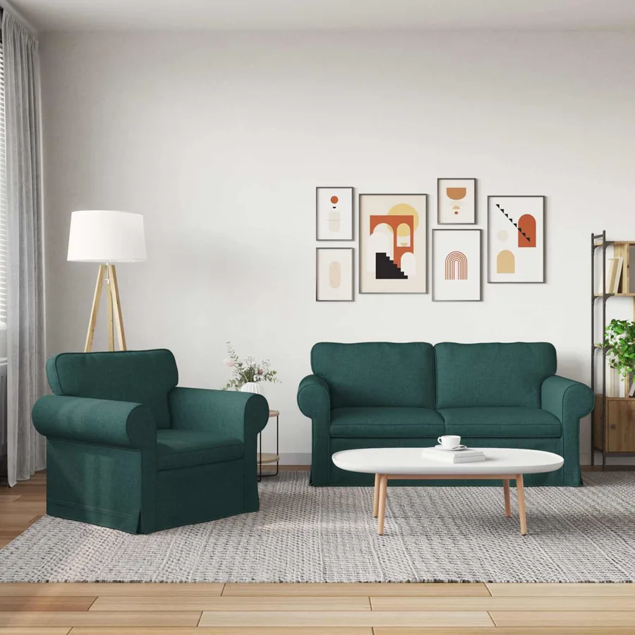 Ensemble de Canapés 2 pcs Vert foncé 175 x 82 x 80 cm tissu - 3