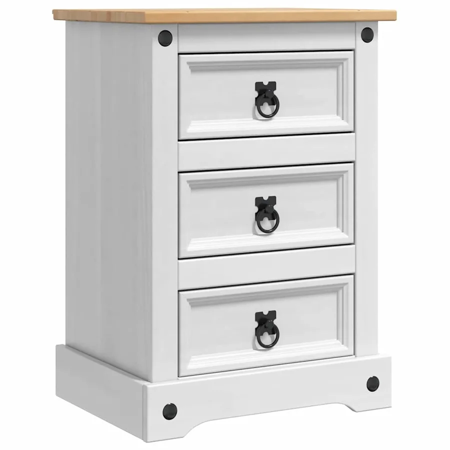 Table de chevet Corona Blanc 45 x 35 x 64 cm Pin massif - 2