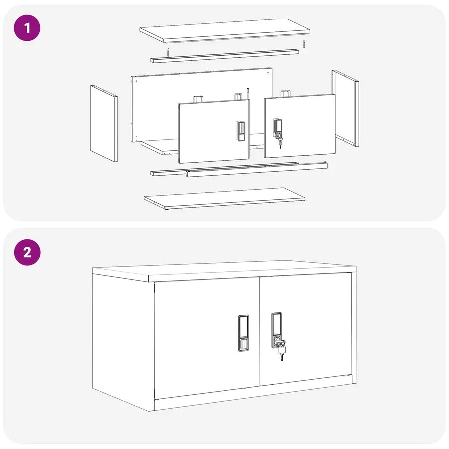 Armoire de rangement Blanc 80 x 40 x 40 cm Acier - 11