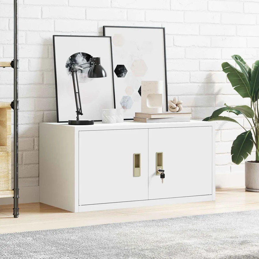 Armoire de rangement Blanc 80 x 40 x 40 cm Acier - 4