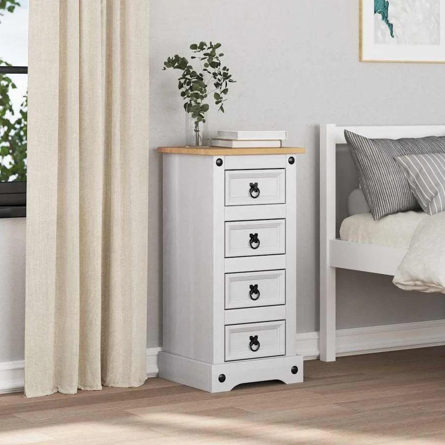 Table de chevet Corona Blanc 35 x 32,5 x 74 cm Pin massif - 4