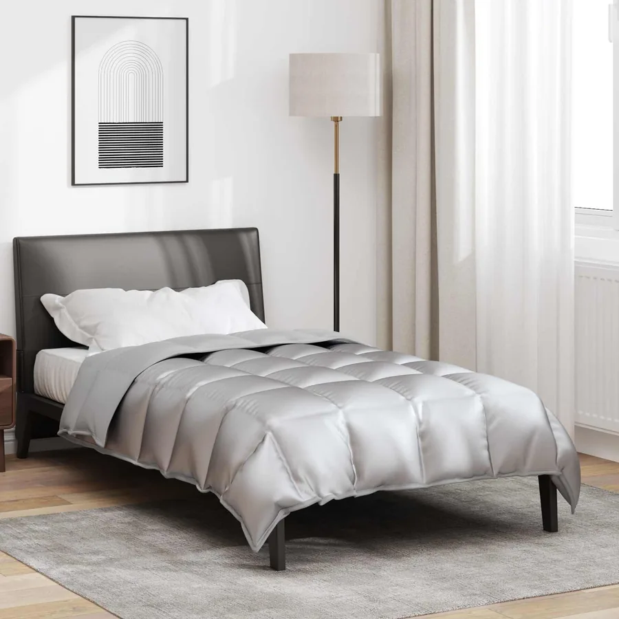 Duvet d'hiver Argenté 140 x 220 cm Satin et Microfibre