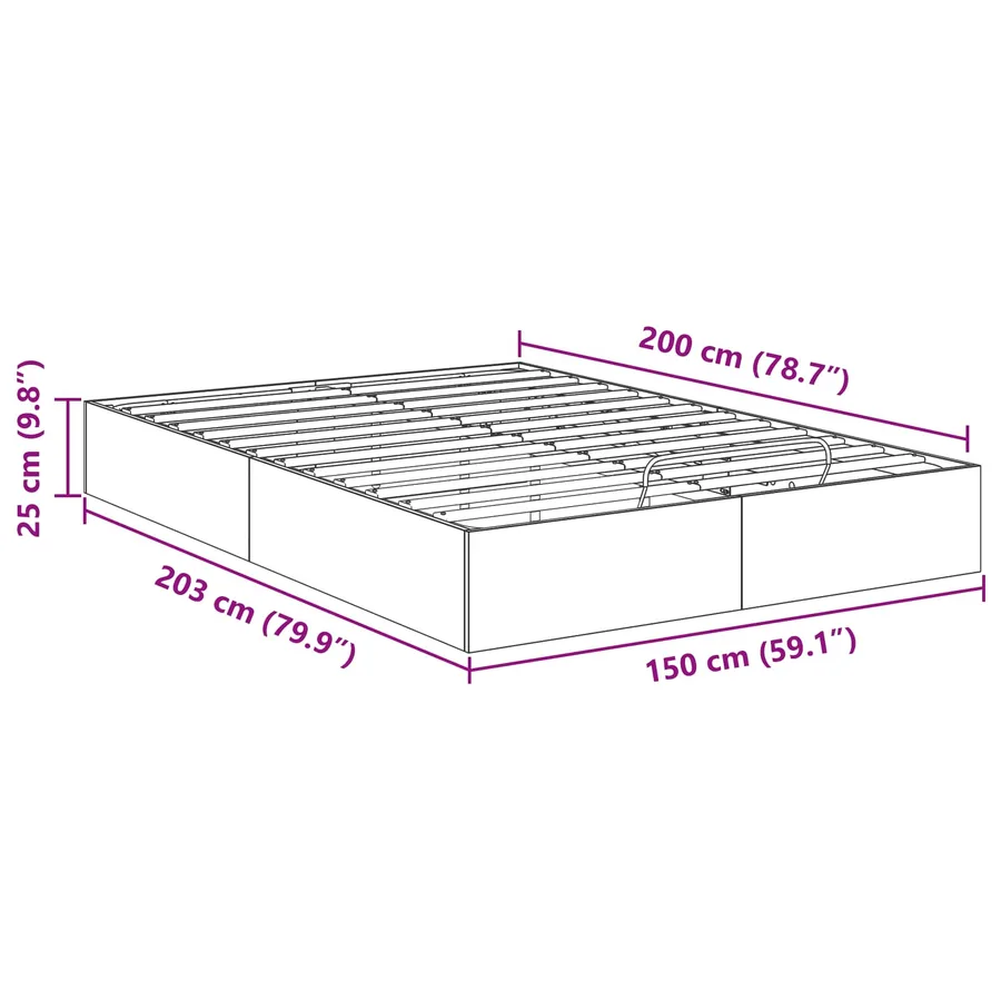 Cadre de lit ottoman Gris Sonoma 203 x 150 x 25 cm - 11