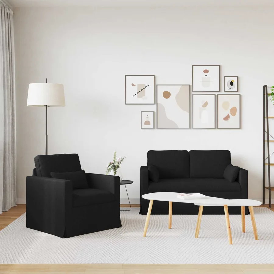 Ensemble de Canapés 2 pcs Noir 139 x 78 x 80 cm tissu - 3