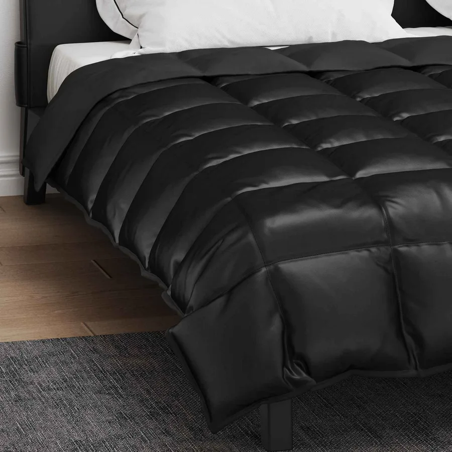 Duvet d'hiver Noir 220 x 260 cm Satin et Microfibre - 4