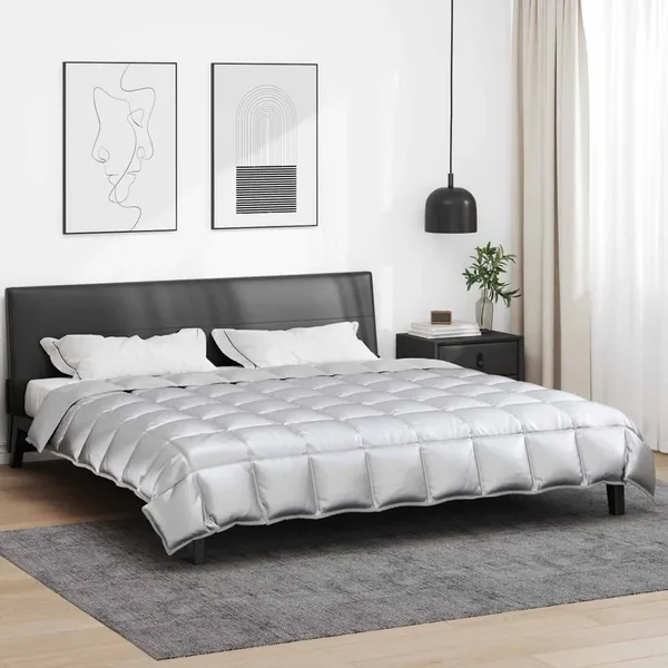 Duvet d'hiver Argenté 220 x 260 cm Satin et Microfibre