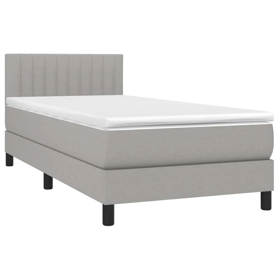 Sommier à lattes de lit avec matelas et LED Gris clair 90x190cm - 3